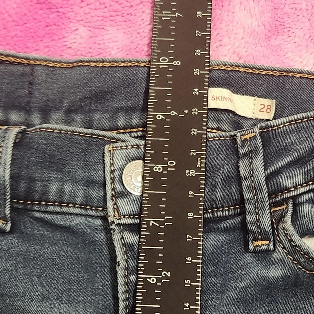 Levi's 710 Super Skinny Cutoff Denim Shorts Size 28 Raw Hem Blue Jeans -See Size